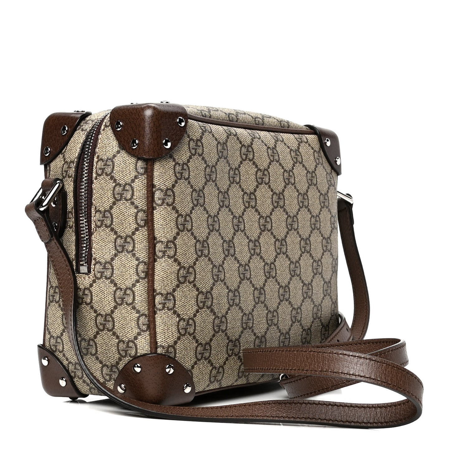 GG Supreme Monogram Textured Calfskin Square Messenger Bag Beige Ebony New Acero