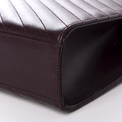 Saint Laurent Grain De Poudre Matelasse Chevron Large Monogram Satchel Rouge Legion 11 of 13