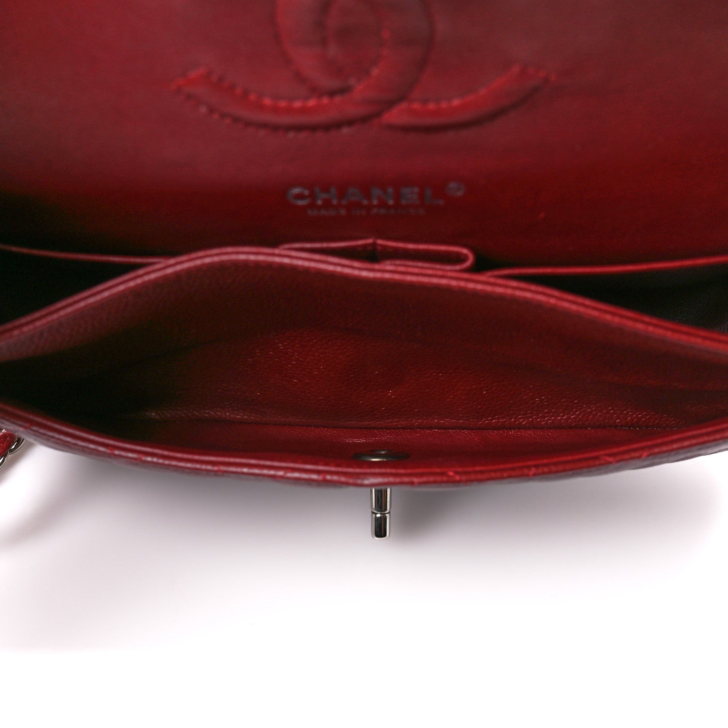 Chanel Caviar Quilted Medium Double Flap Dark Red 6 of 11
