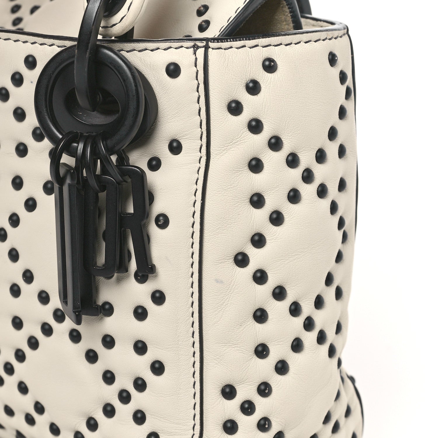 Christian Dior Ultra Matte Calfskin Studded Mini Supple Lady Dior White Black 12 of 12