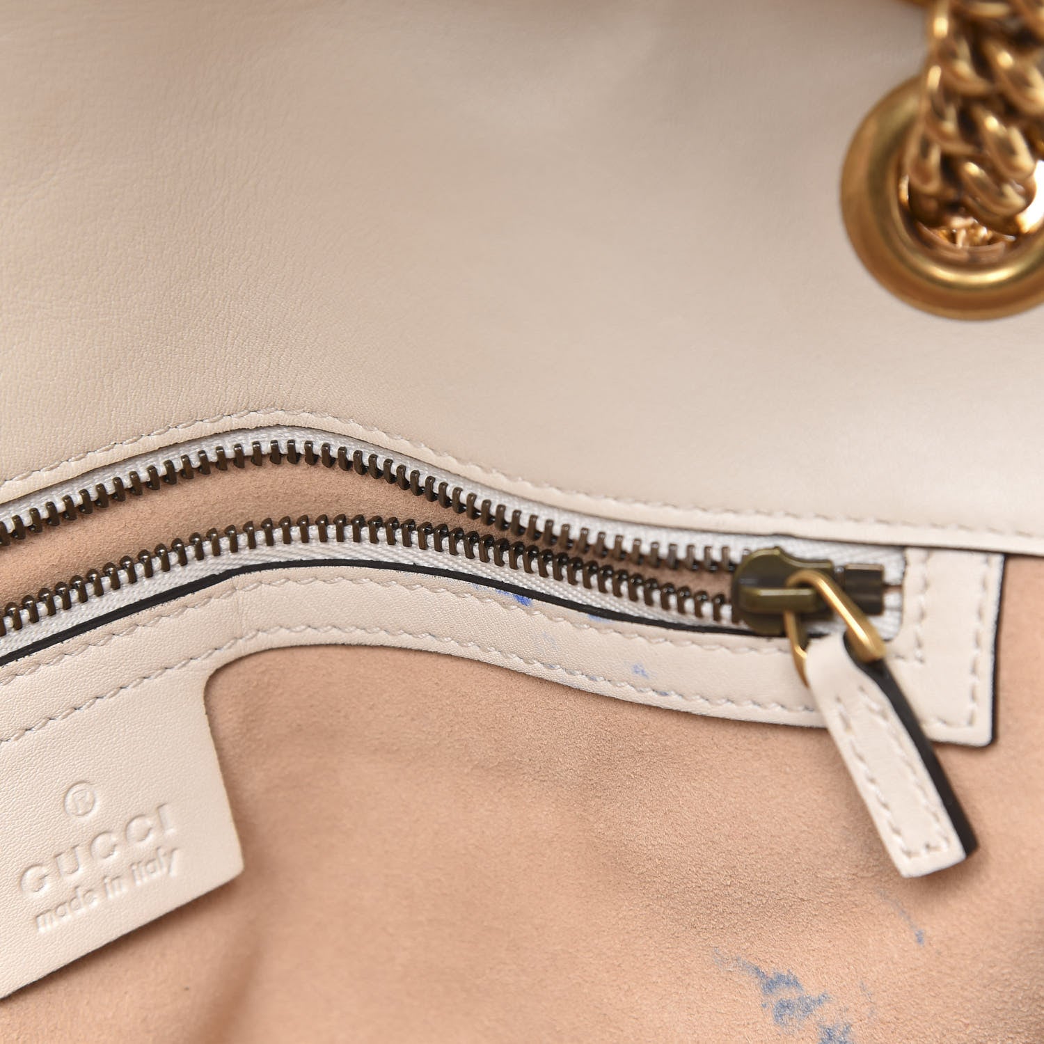 Gucci Calfskin Matelasse Studded Medium GG Marmont Shoulder Bag White 8 of 18