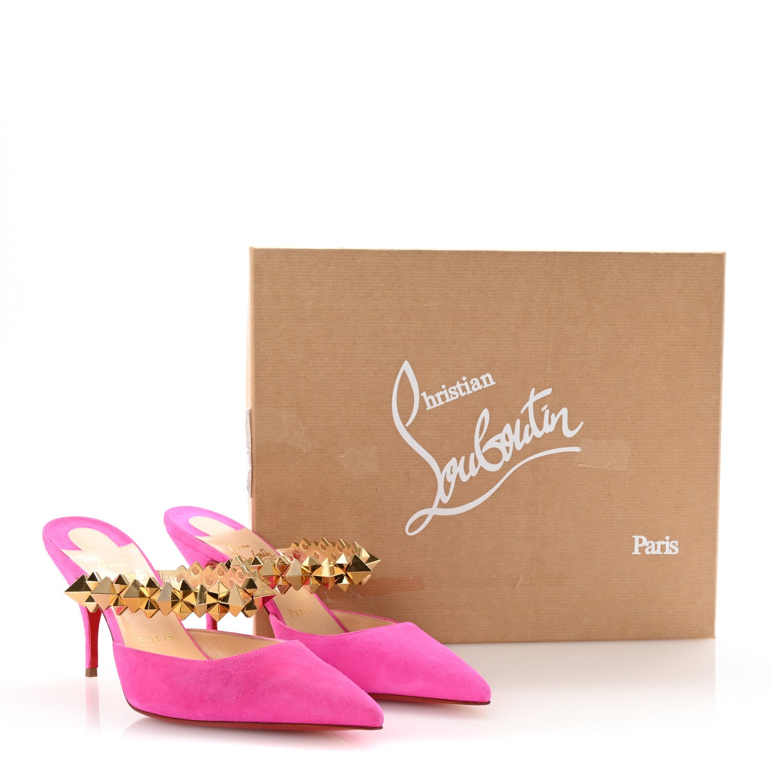 Christian Louboutin Veau Velours Specchio Planet Choc 80 Mule 38.5 Diva Pink 9 of 9