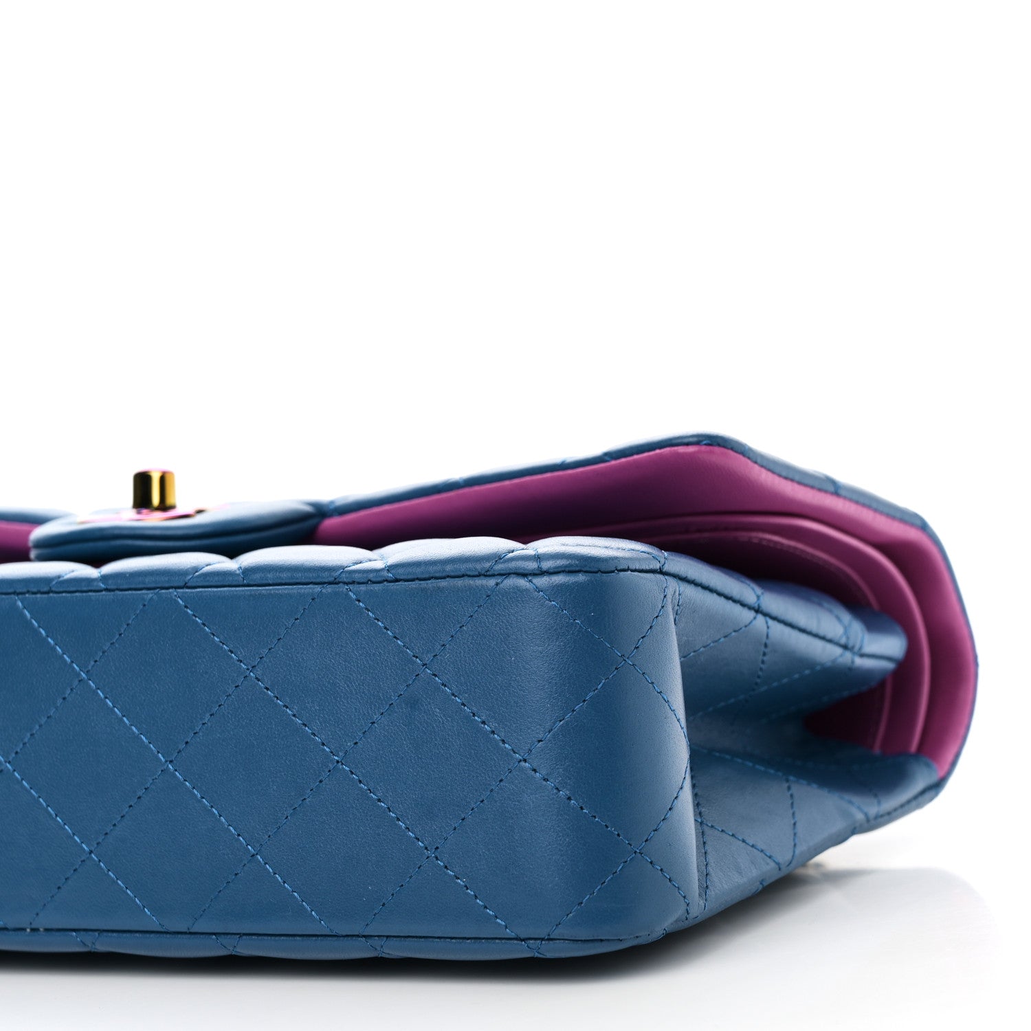 Chanel Lambskin Quilted Medium Double Flap Blue Pink 10 of 11