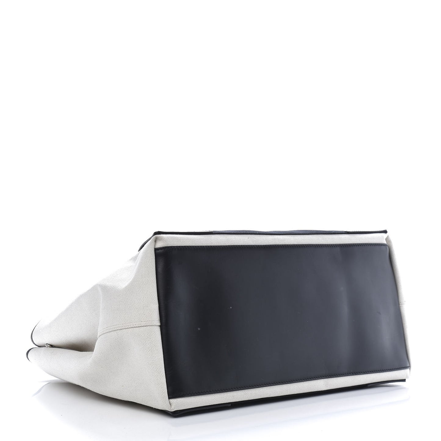 Cotton Canvas Calfskin M Navy Cabas Natural Black