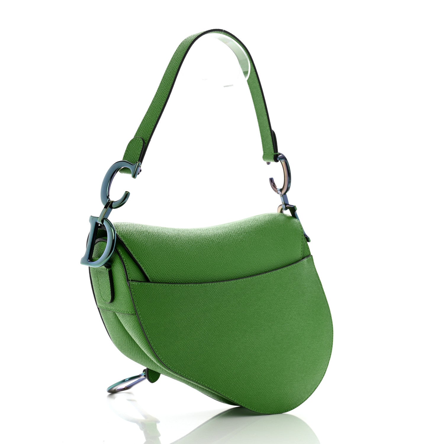 Christian Dior Grained Calfskin Saddle Bag Green 3 of 11
