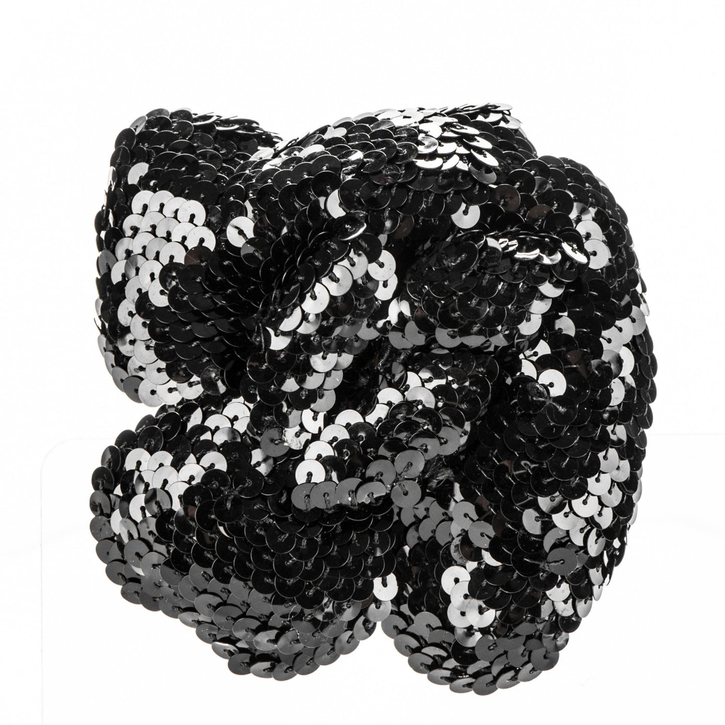 Sequin Camellia Brooch Pin Black