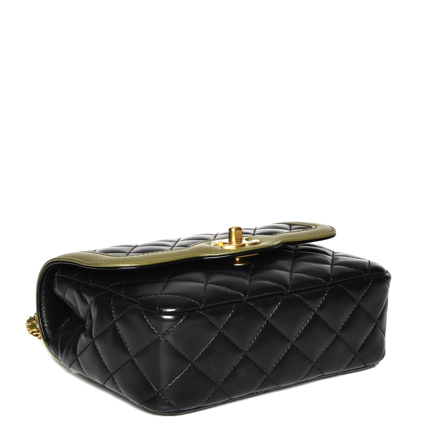 Chanel Lambskin Mini Square Flap Black Khaki 4 of 8