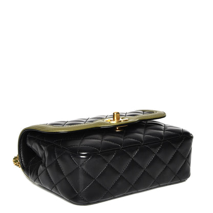 Chanel Lambskin Mini Square Flap Black Khaki 4 of 8