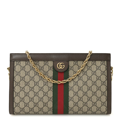 Gucci GG Supreme Monogram Web Medium Ophidia Chain Shoulder Bag Brown 1 of 11