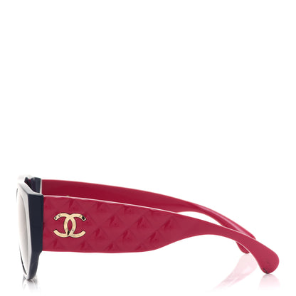Chanel Acetate Quilted CC Pilot Sunglasses 71465 Blue Red 3 of 7