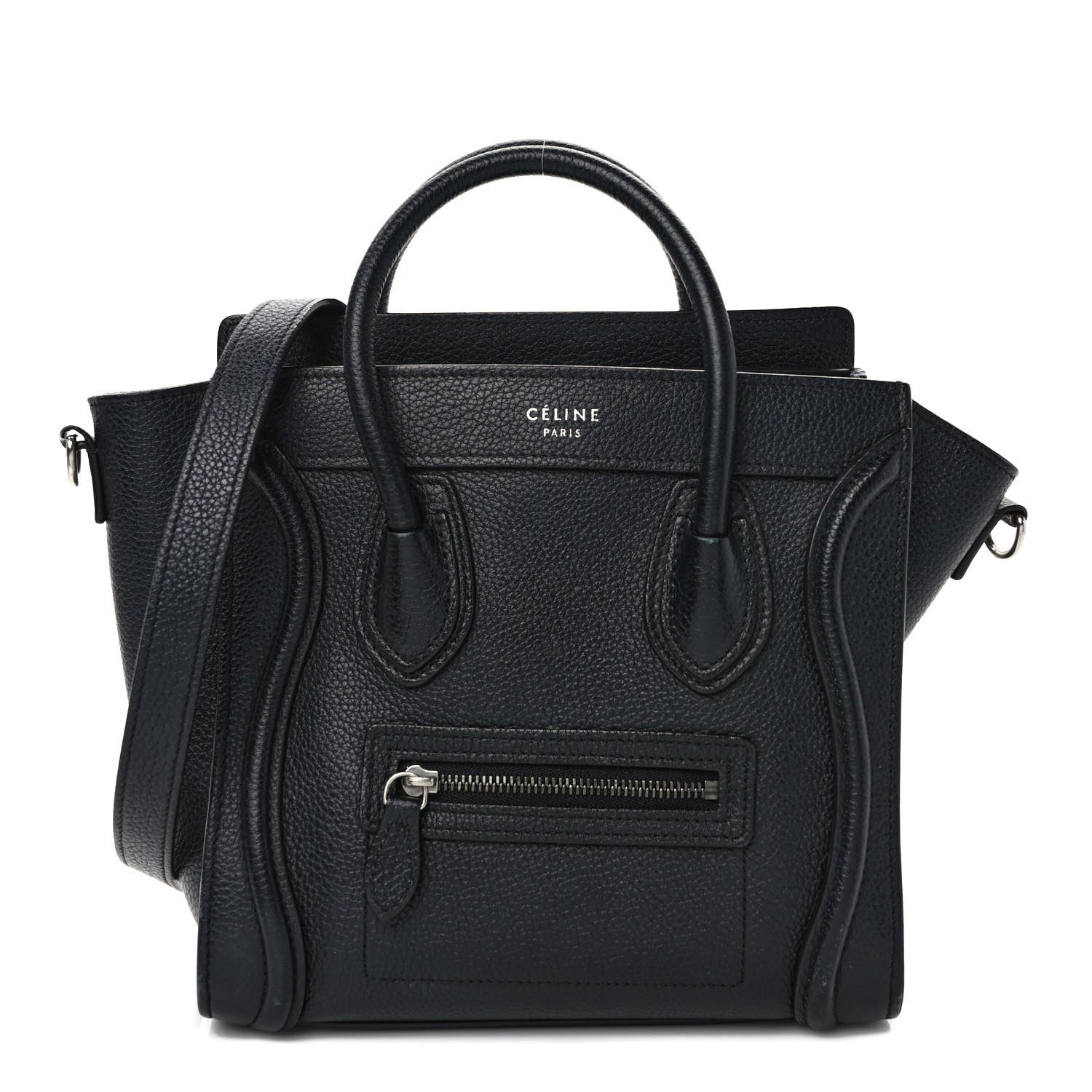 Celine Drummed Calfskin Nano Luggage Black 1 of 8