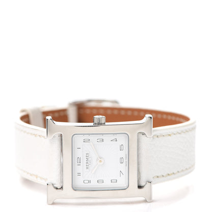 Hermes Stainless Steel Epsom 21mm Heure H Hour Quartz Watch Blanc 2 of 4