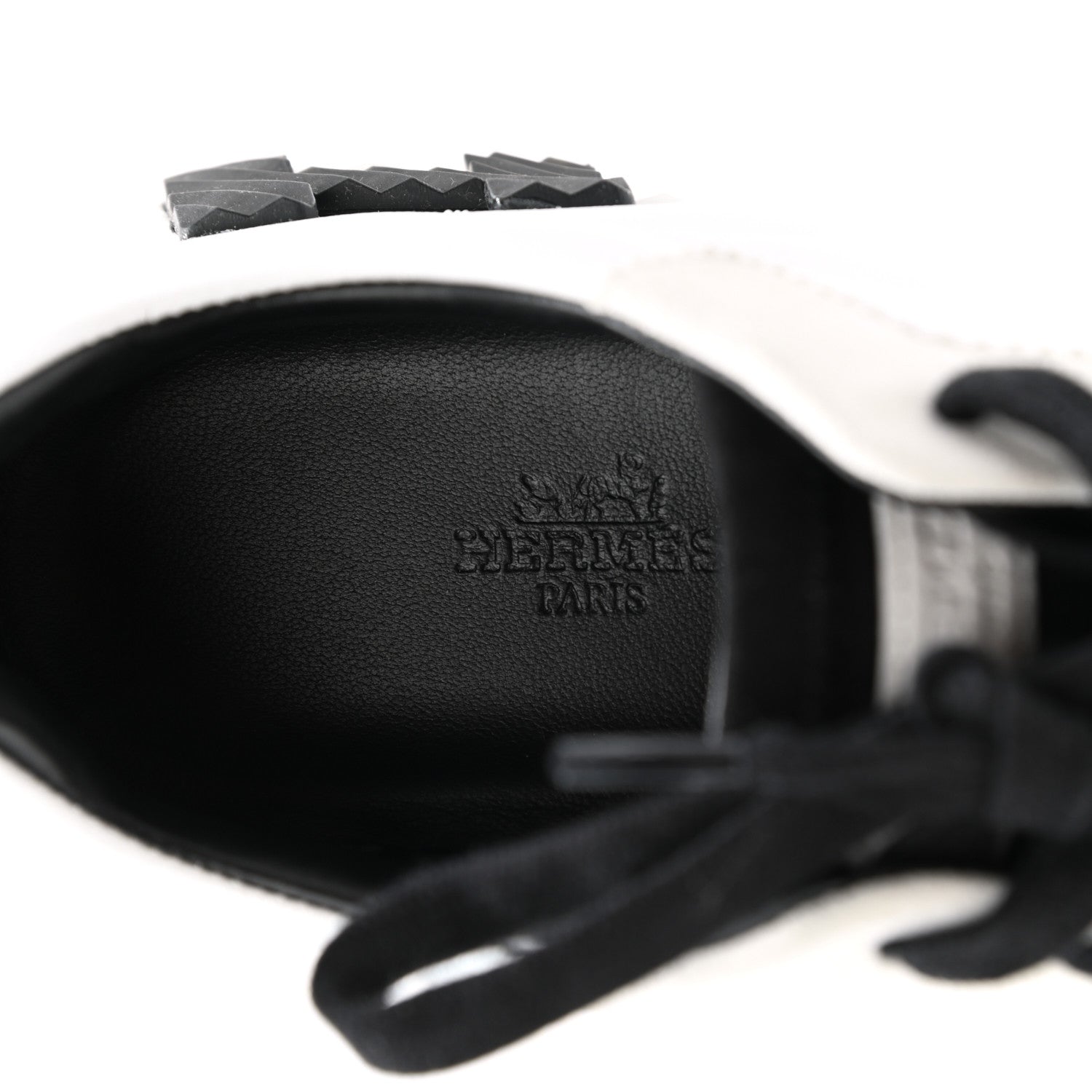 Hermes Goatskin Suede Goatskin Bouncing Sneakers 37 White Black 7 of 9
