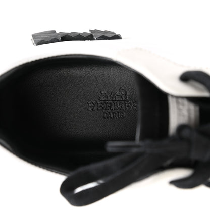 Hermes Goatskin Suede Goatskin Bouncing Sneakers 37 White Black 7 of 9