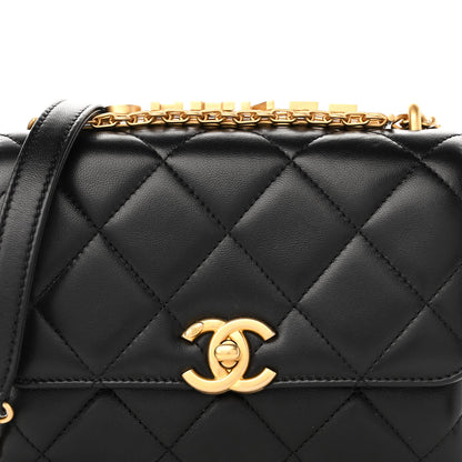 Chanel Lambskin Quilted Mini CC Crystal Logo Chain Flap Black 8 of 11