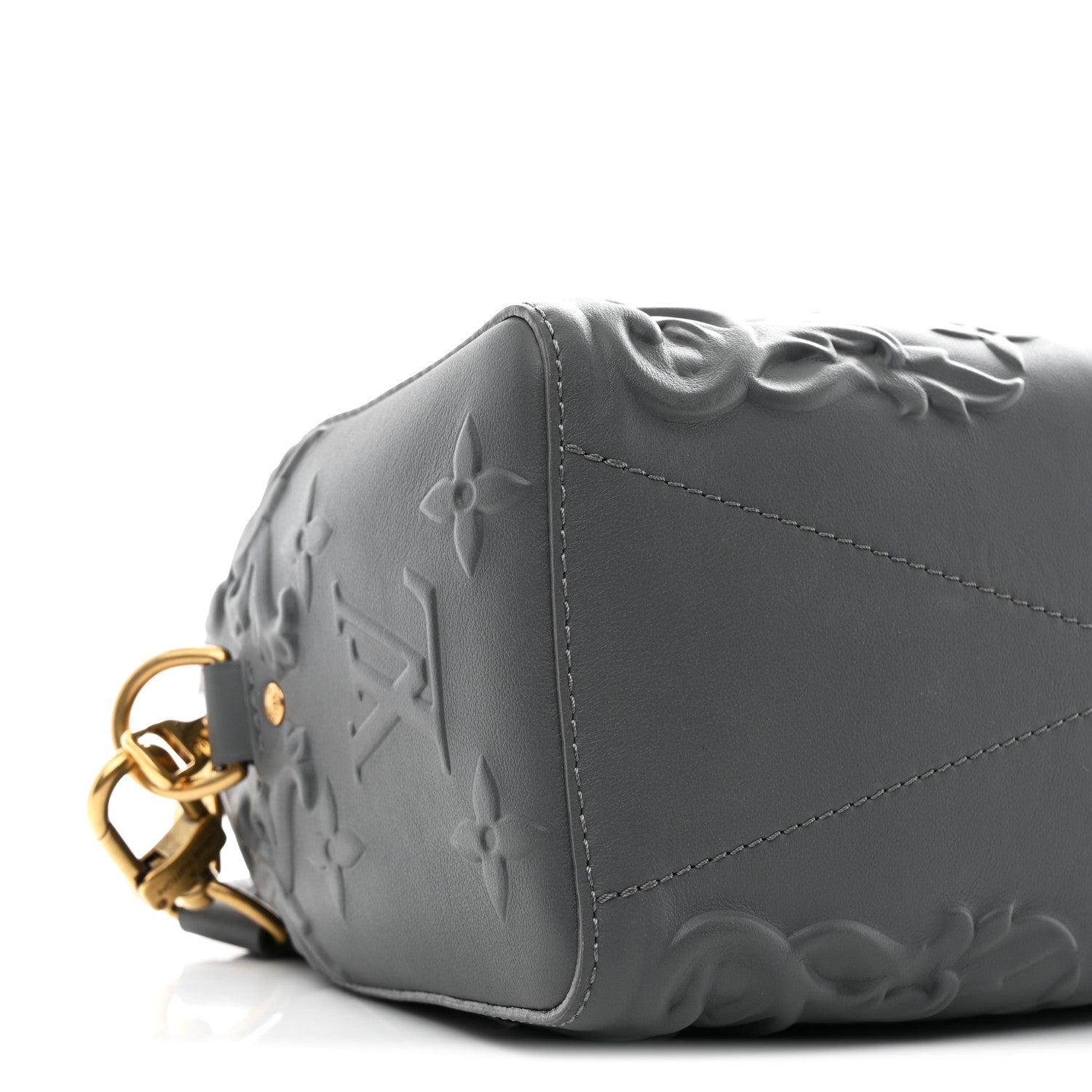 Louis Vuitton Calfskin Debossed Monogram Versailles City Keepall Dark Shadow Grey 8 of 9