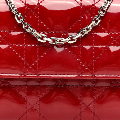 Christian Dior Patent Cannage Lady Dior Rendezvous Wallet On Chain Rouge Ceris 7 of 10