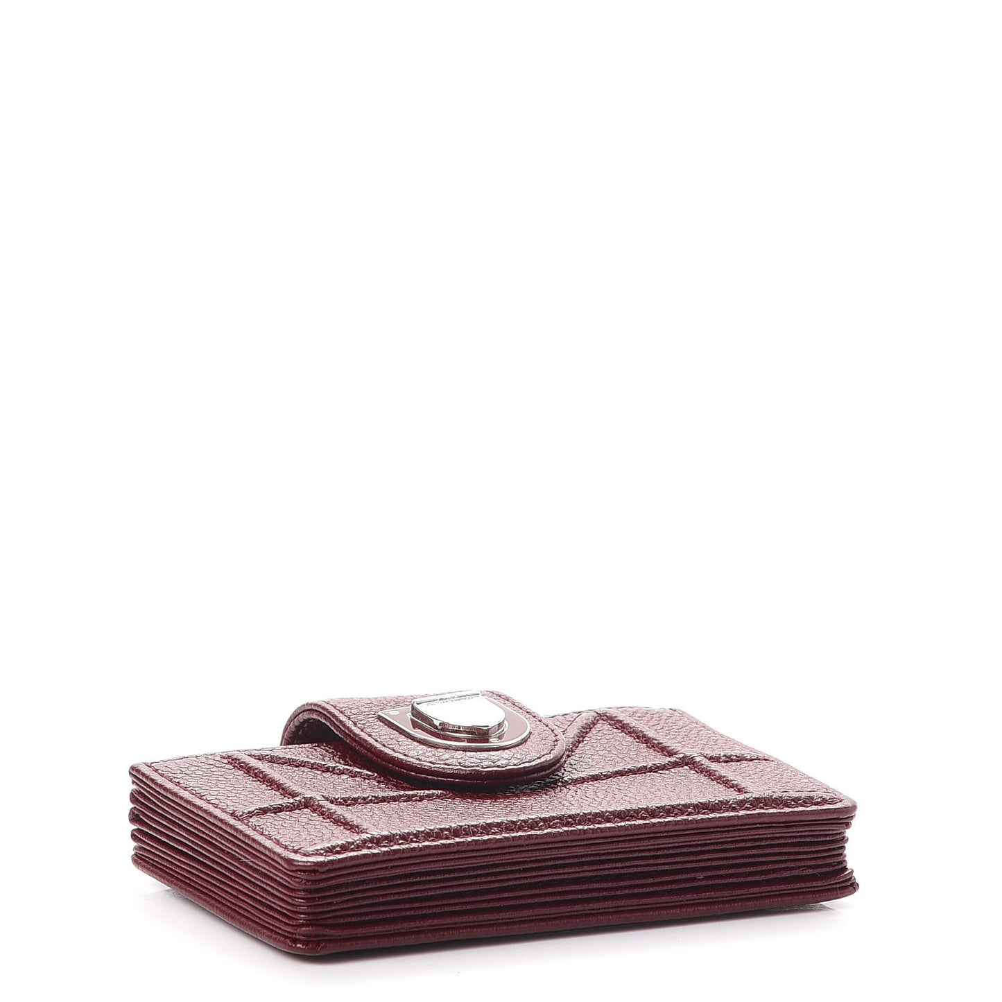 Grained Calfskin Cannage Diorama Card Holder Burgundy