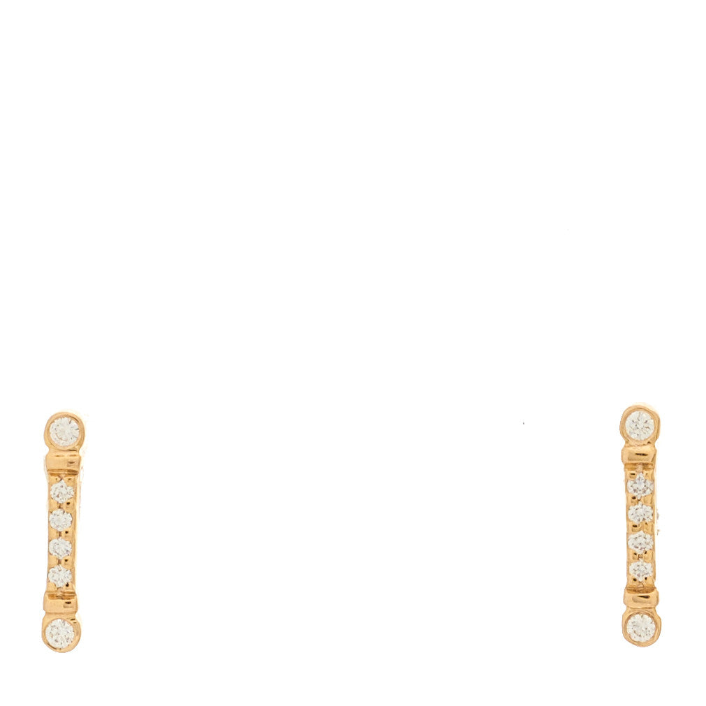 18K Rose Gold Diamond Fleur de Lis Key Bar Earrings