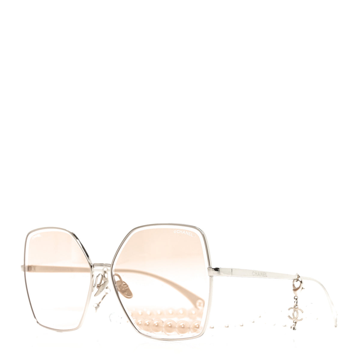 Butterfly Removable Pearl Chain Sunglasses 4262 Silver