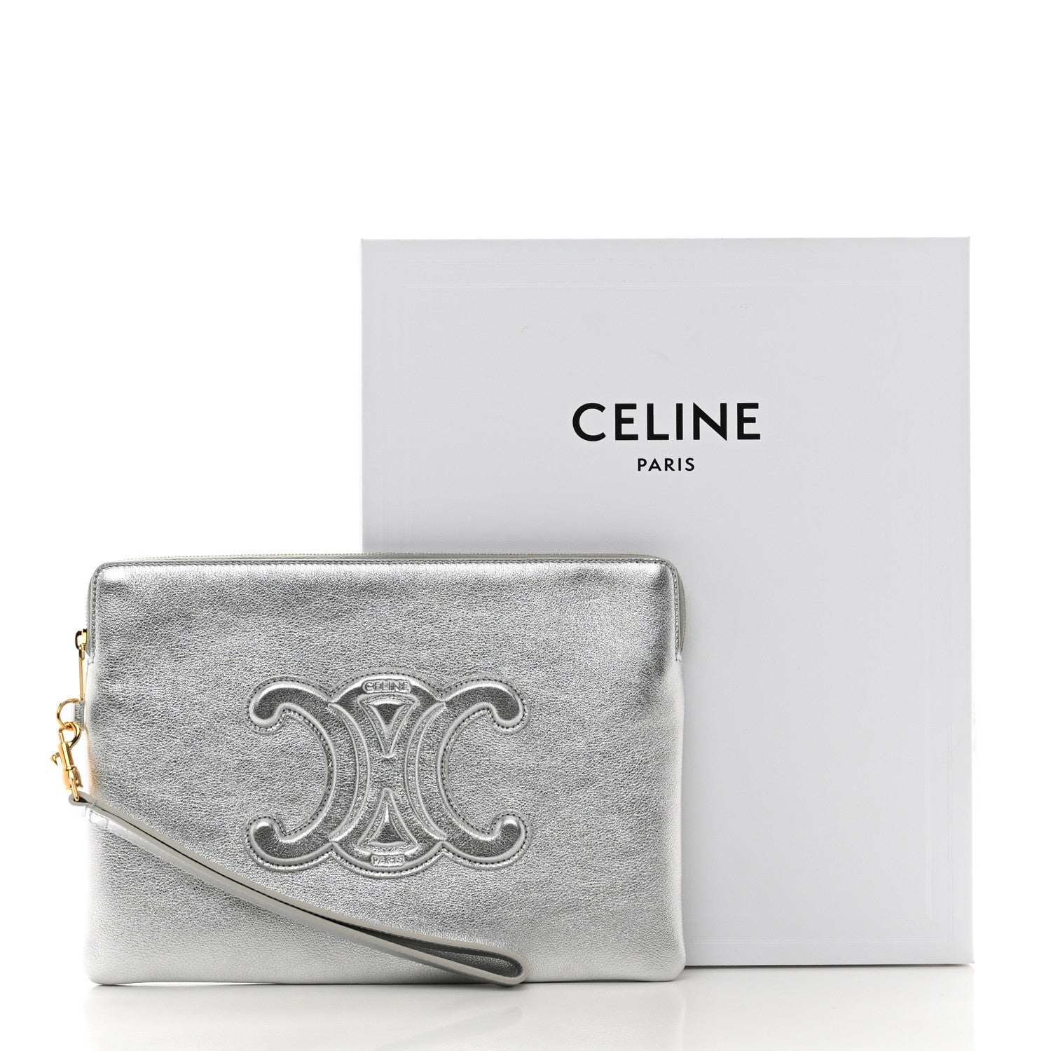 Celine Metallic Calfskin Cuir Triomphe Coin and Card Pouch With Hook 8 of 8