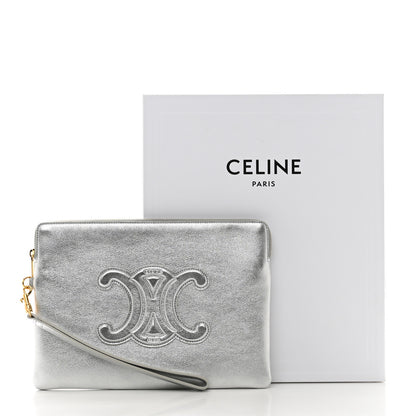 Celine Metallic Calfskin Cuir Triomphe Coin and Card Pouch With Hook 8 of 8