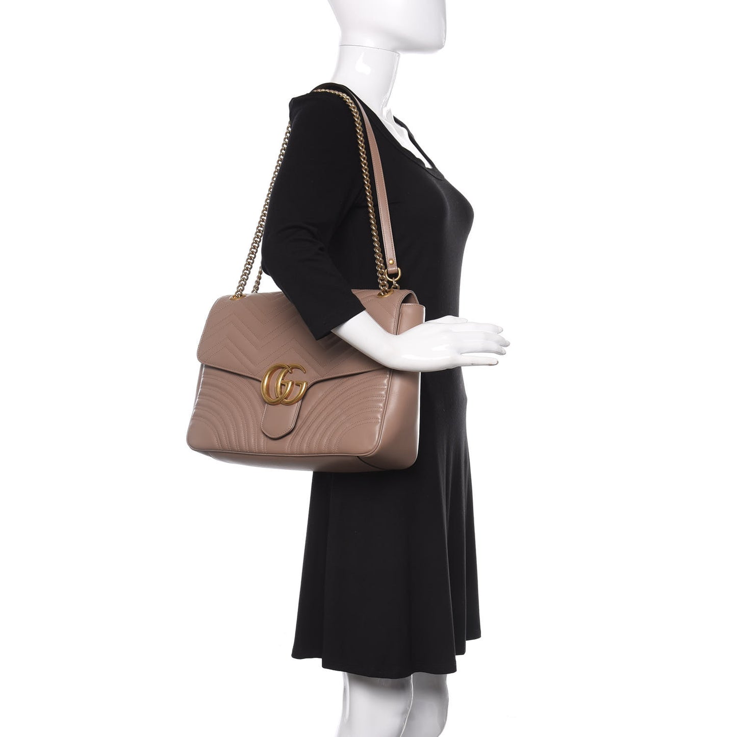 Calfskin Matelasse Heart Large GG Marmont Shoulder Bag Porcelain Rose
