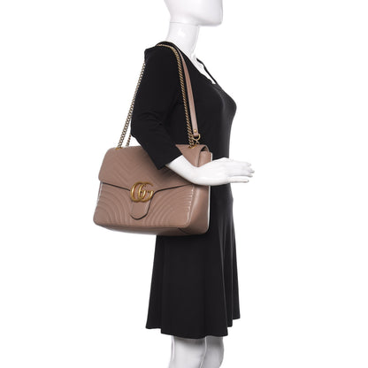 Gucci Calfskin Matelasse Heart Large GG Marmont Shoulder Bag Porcelain Rose 2 of 10