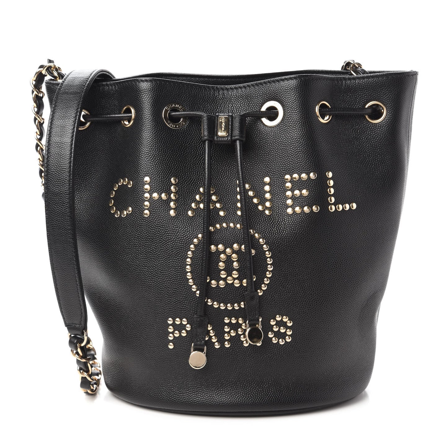 Caviar Deauville Drawstring Bucket Bag Black