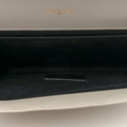 Saint Laurent Grain De Poudre Matelasse Chevron Monogram Envelope Clutch Blanc Vintage 5 of 6
