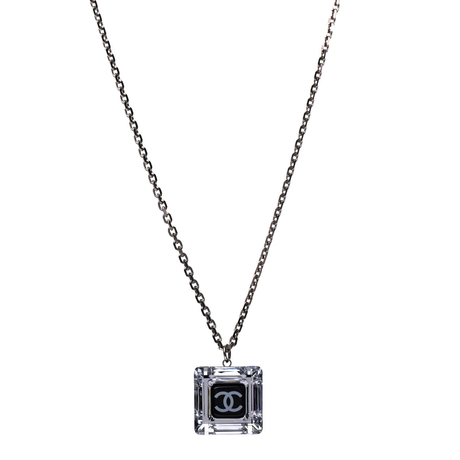 Chanel Lucite CC Square Charm Necklace 1 of 7