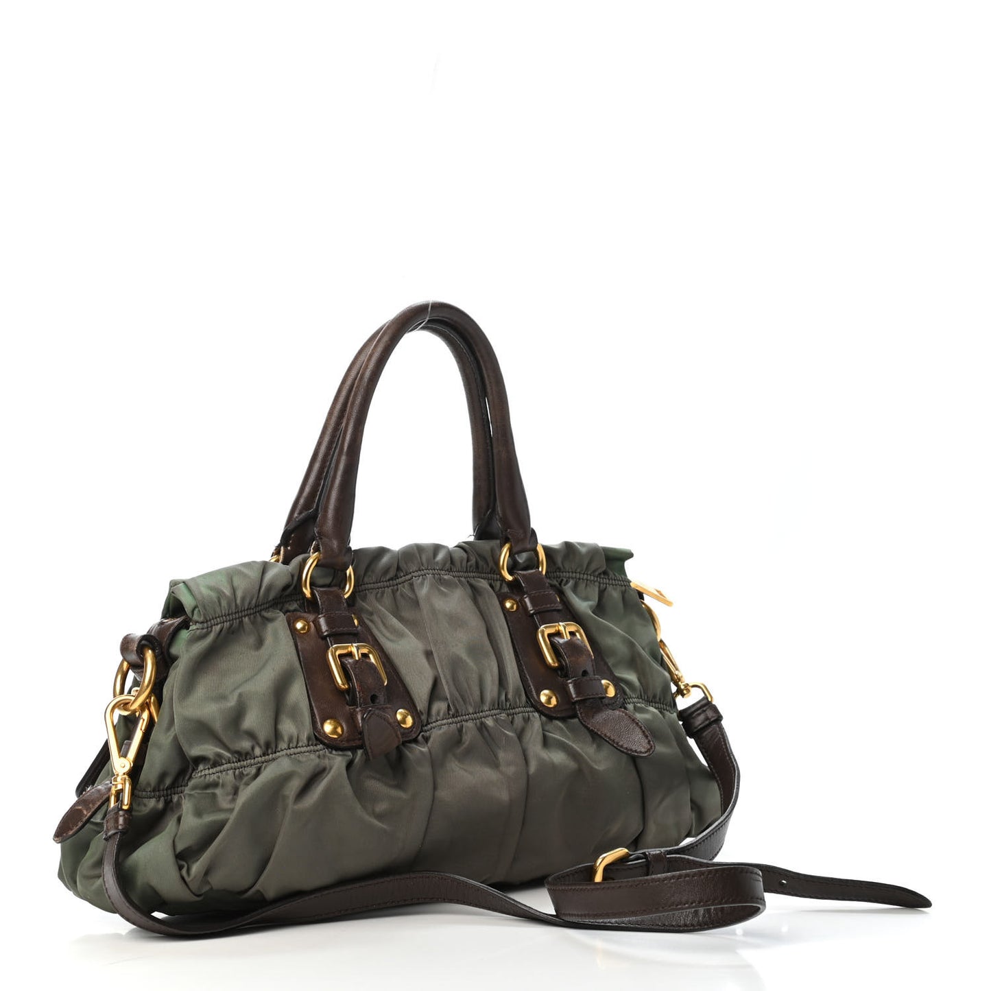 Tessuto Nylon Gaufre Shopping Satchel Fumo