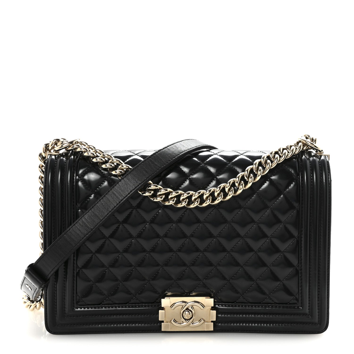Chanel Iridescent Glazed Calfskin Quilted New Medium Boy Flap Black 1 of 10