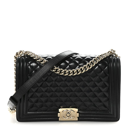 Chanel Iridescent Glazed Calfskin Quilted New Medium Boy Flap Black 1 of 10