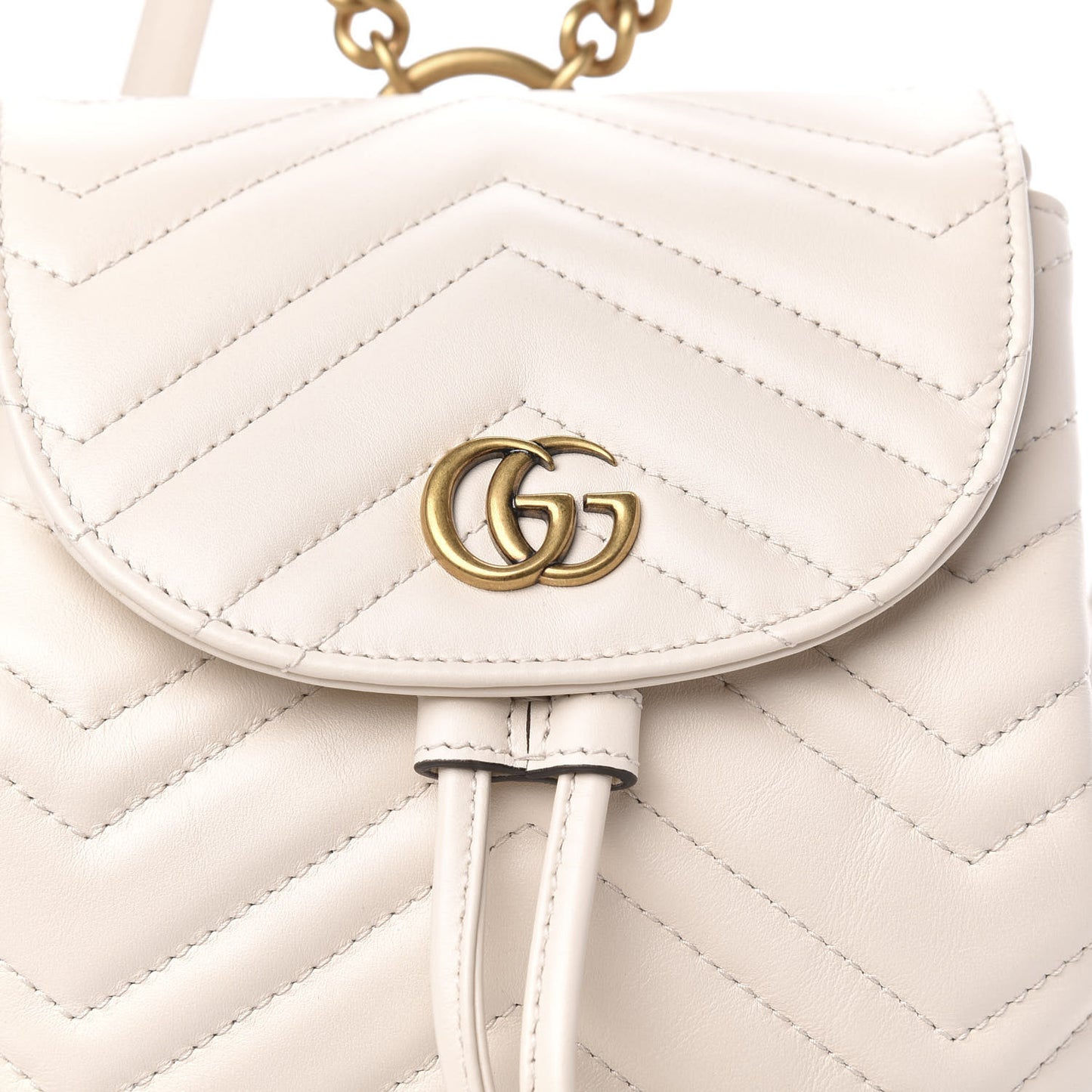 Calfskin Matelasse GG Marmont Flap Backpack White