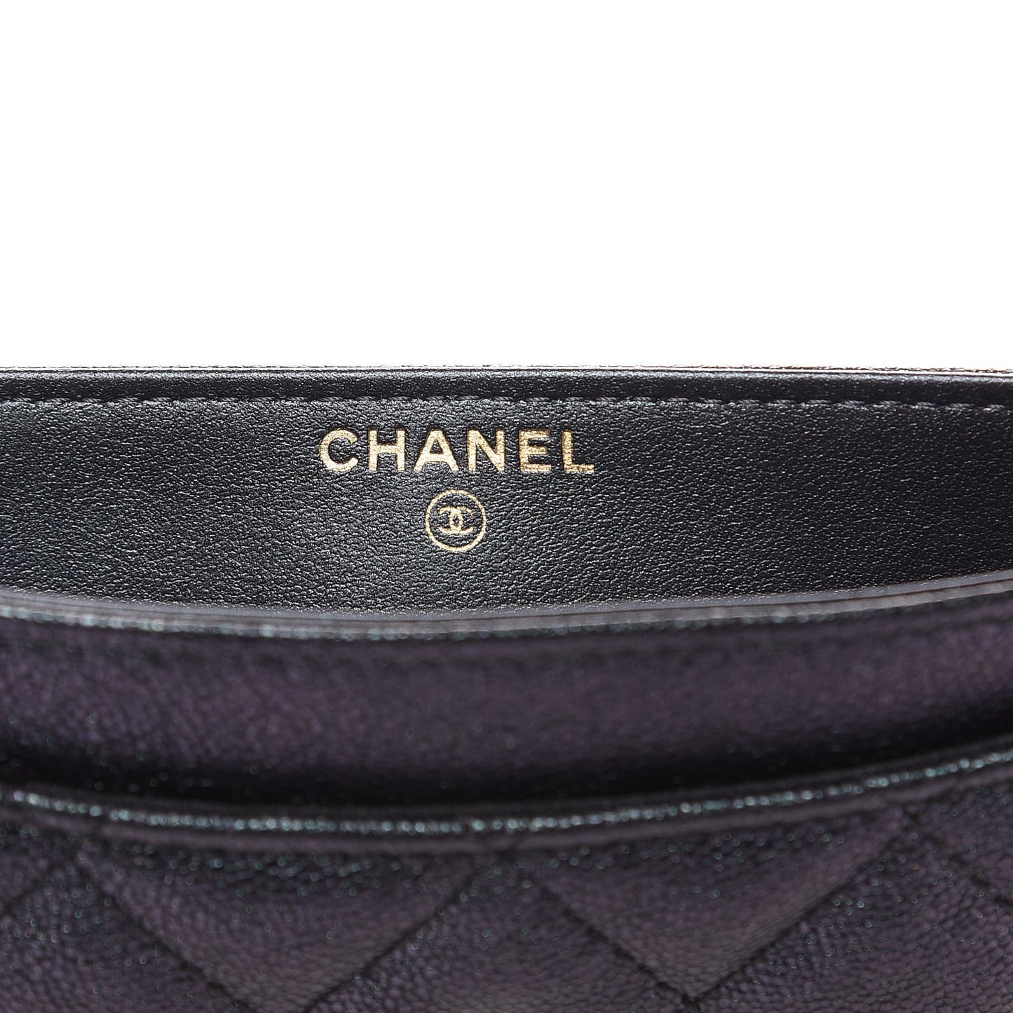 Iridescent Caviar Quilted Classic Strap Pouch Black