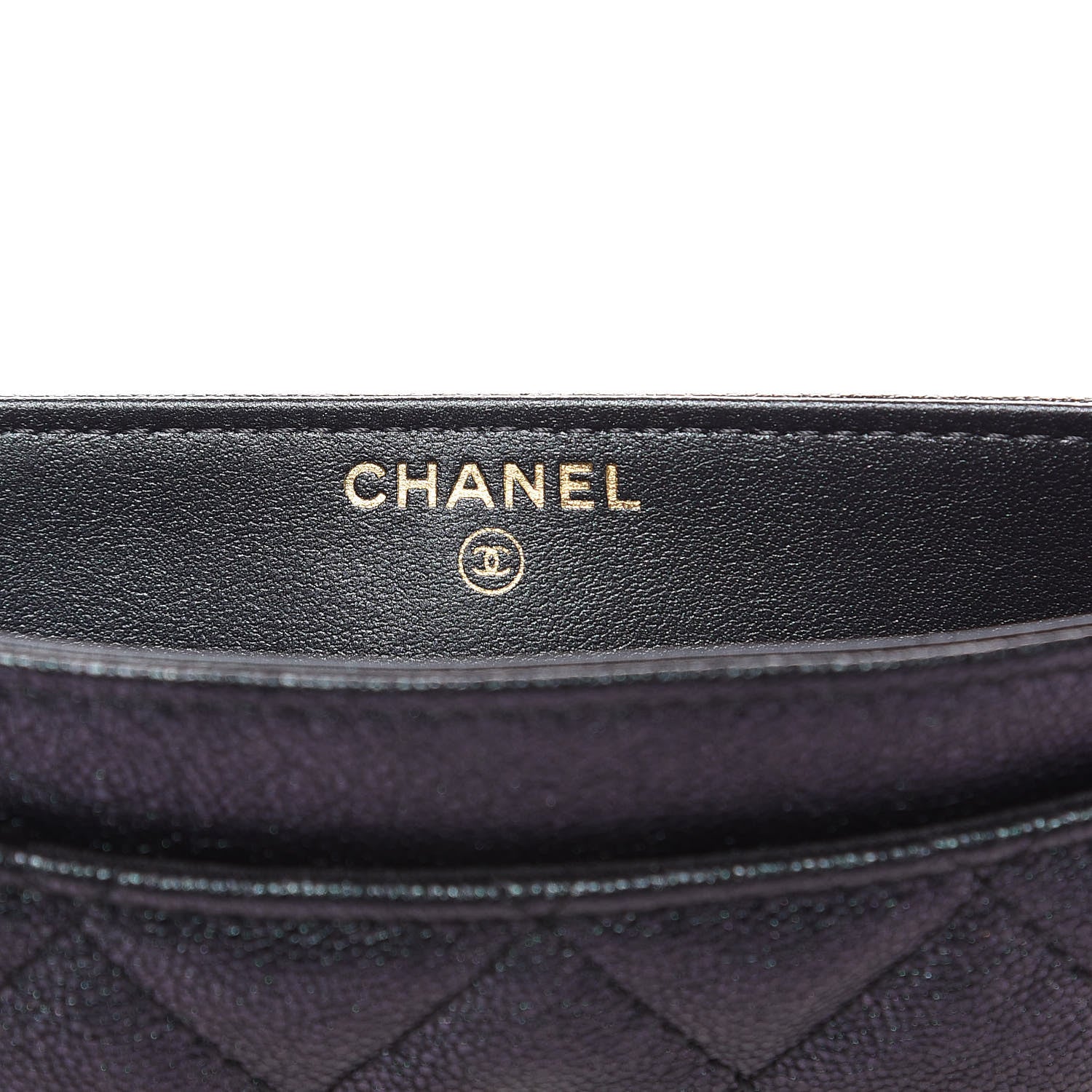 Chanel Iridescent Caviar Quilted Classic Strap Pouch Black 6 of 9