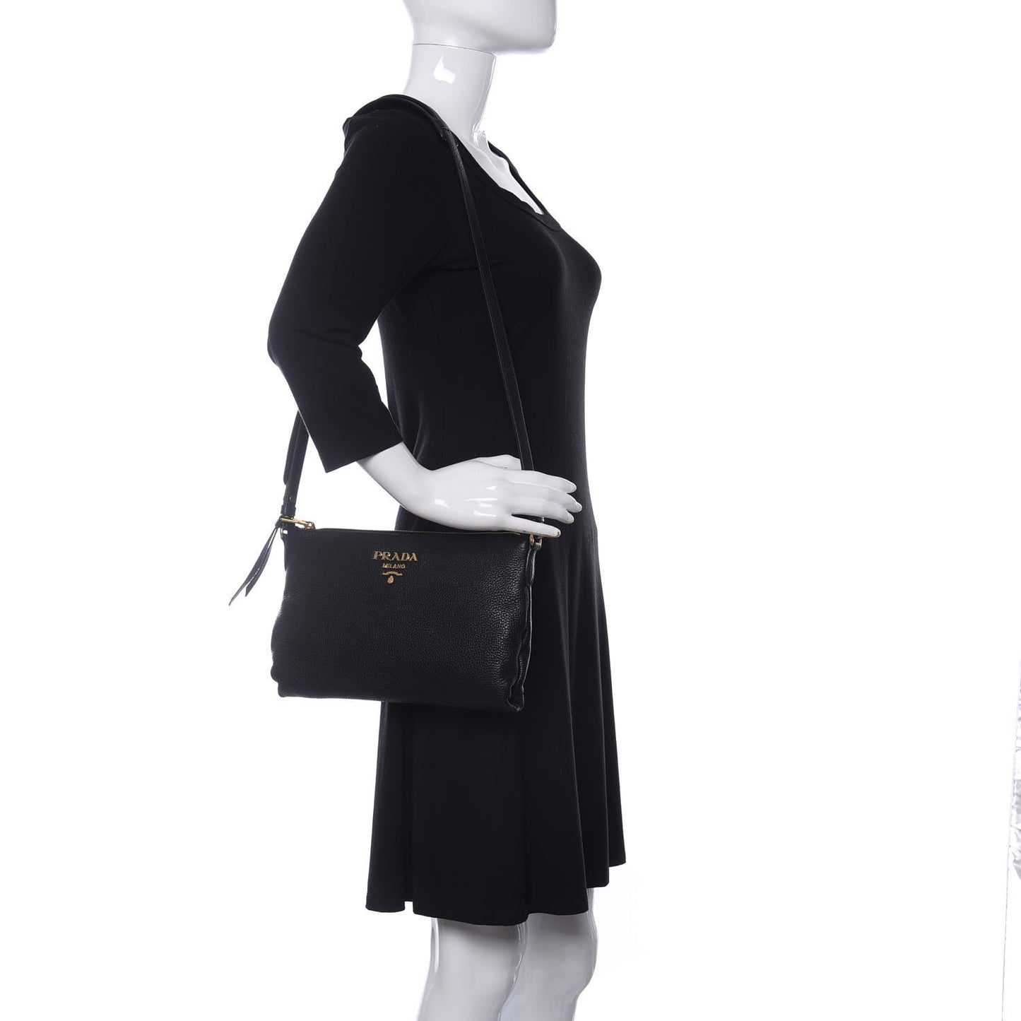 Vitello Daino Crossbody Bag Black