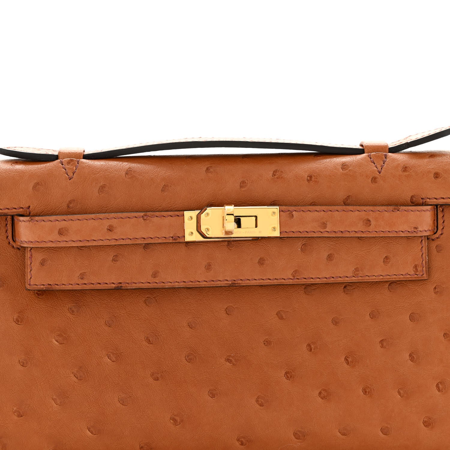Hermes Ostrich Kelly Pochette Cognac 7 of 10