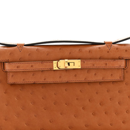 Hermes Ostrich Kelly Pochette Cognac 7 of 10