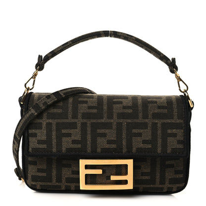 Fendi Fabric Jacquard FF 1974 Mini Baguette Tobacco Moro Black 1 of 8