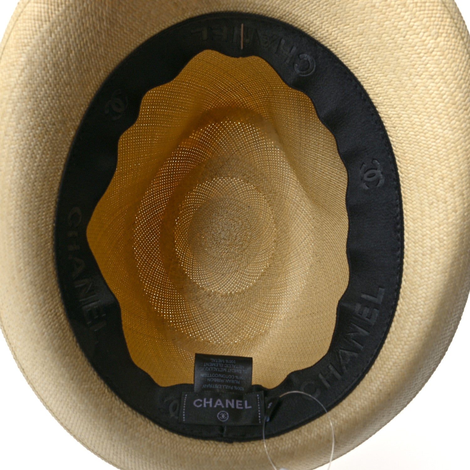 Chanel Straw CC Fedora Hat M Beige 6 of 7