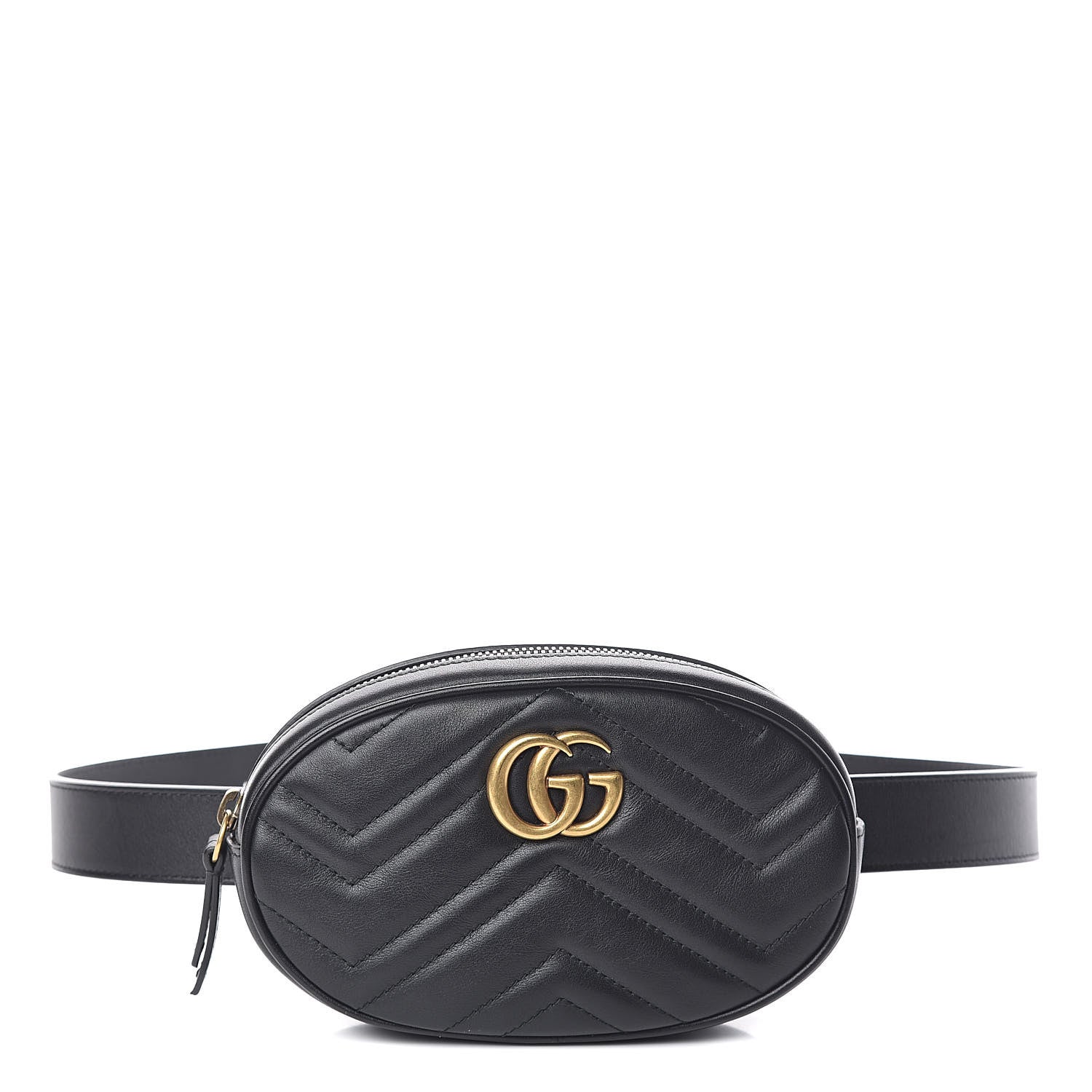 Gucci Calfskin Matelasse GG Marmont Belt Bag 85 34 Black 1 of 9
