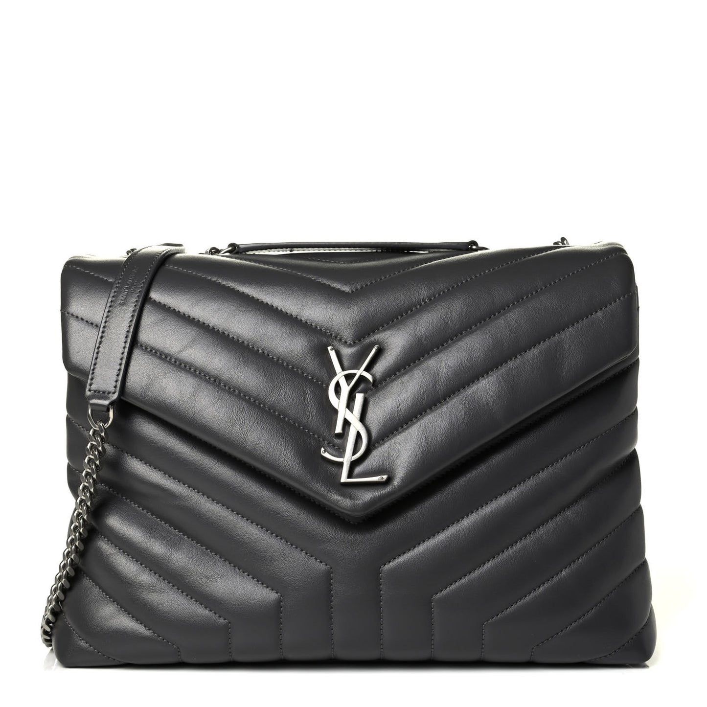 Calfskin Y Quilted Monogram Medium Loulou Chain Satchel Asphalt