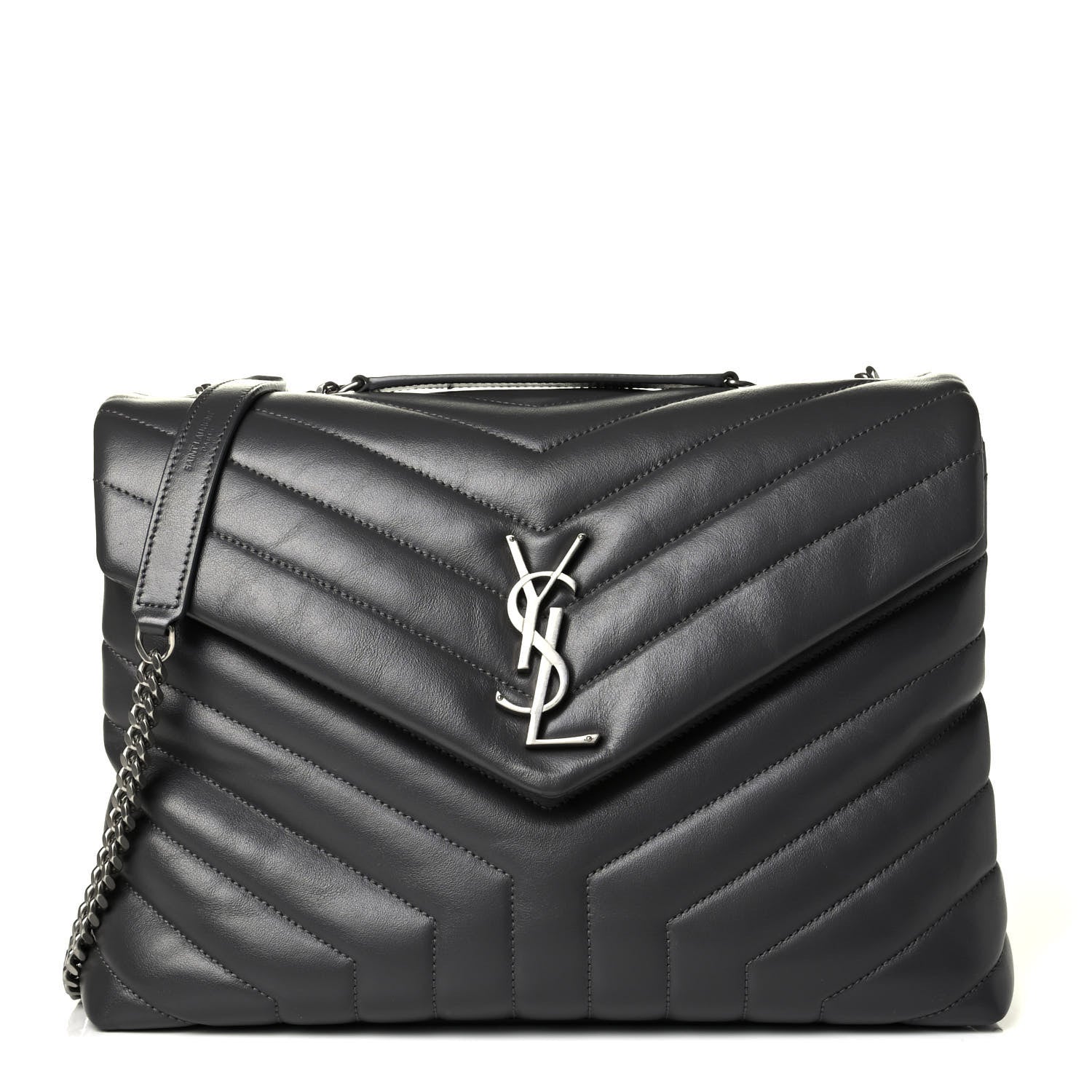 Saint Laurent Calfskin Y Quilted Monogram Medium Loulou Chain Satchel Asphalt 1 of 6