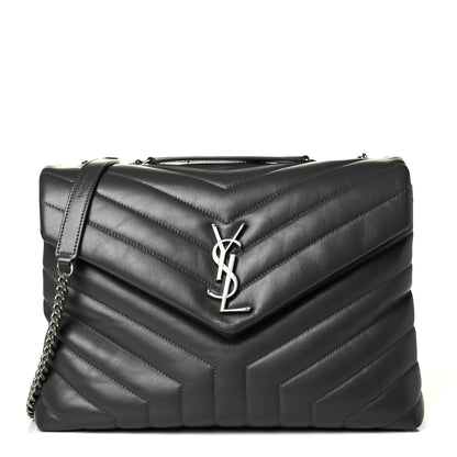Saint Laurent Calfskin Y Quilted Monogram Medium Loulou Chain Satchel Asphalt 1 of 6