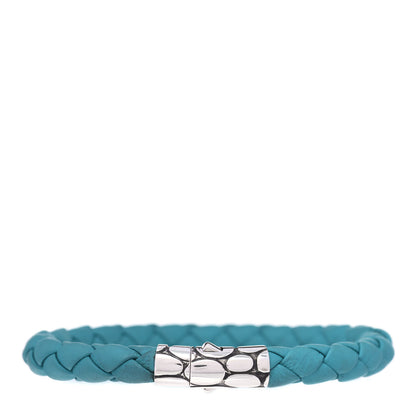 John Hardy Sterling Silver Leather Braided Bracelet Turquoise M 1 of 4