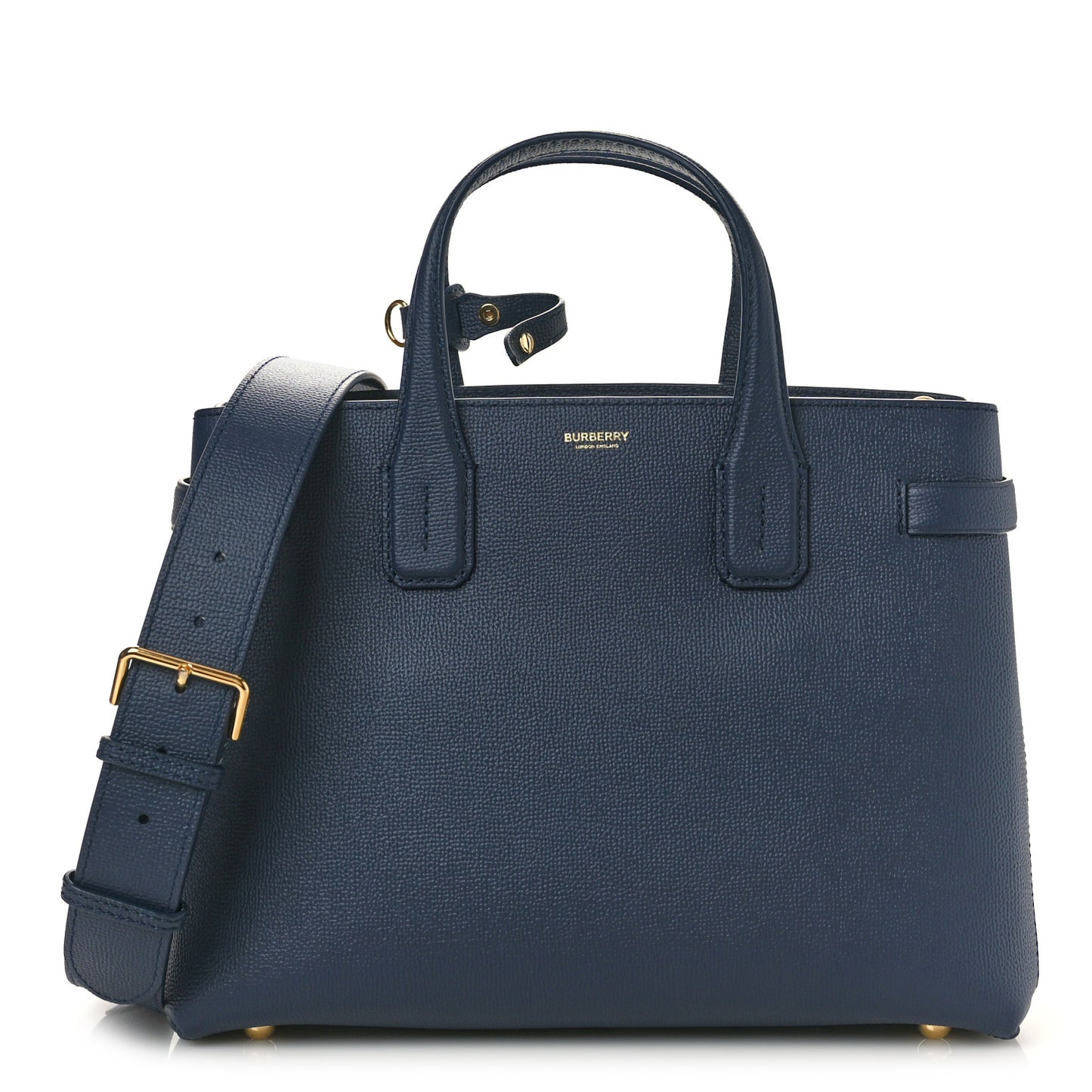 Grainy Calfskin House Check Medium Banner Tote Regency Blue