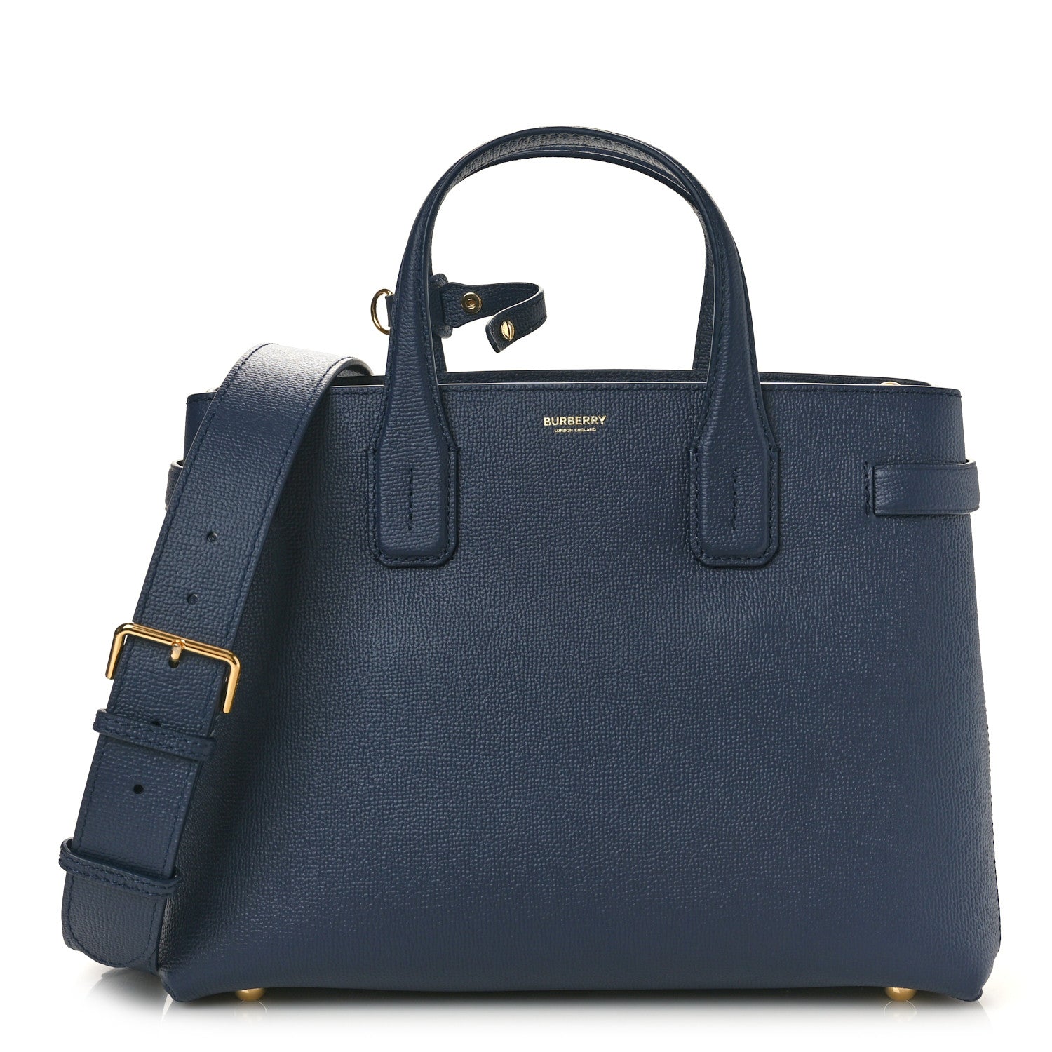 Burberry Grainy Calfskin House Check Medium Banner Tote Regency Blue 1 of 10