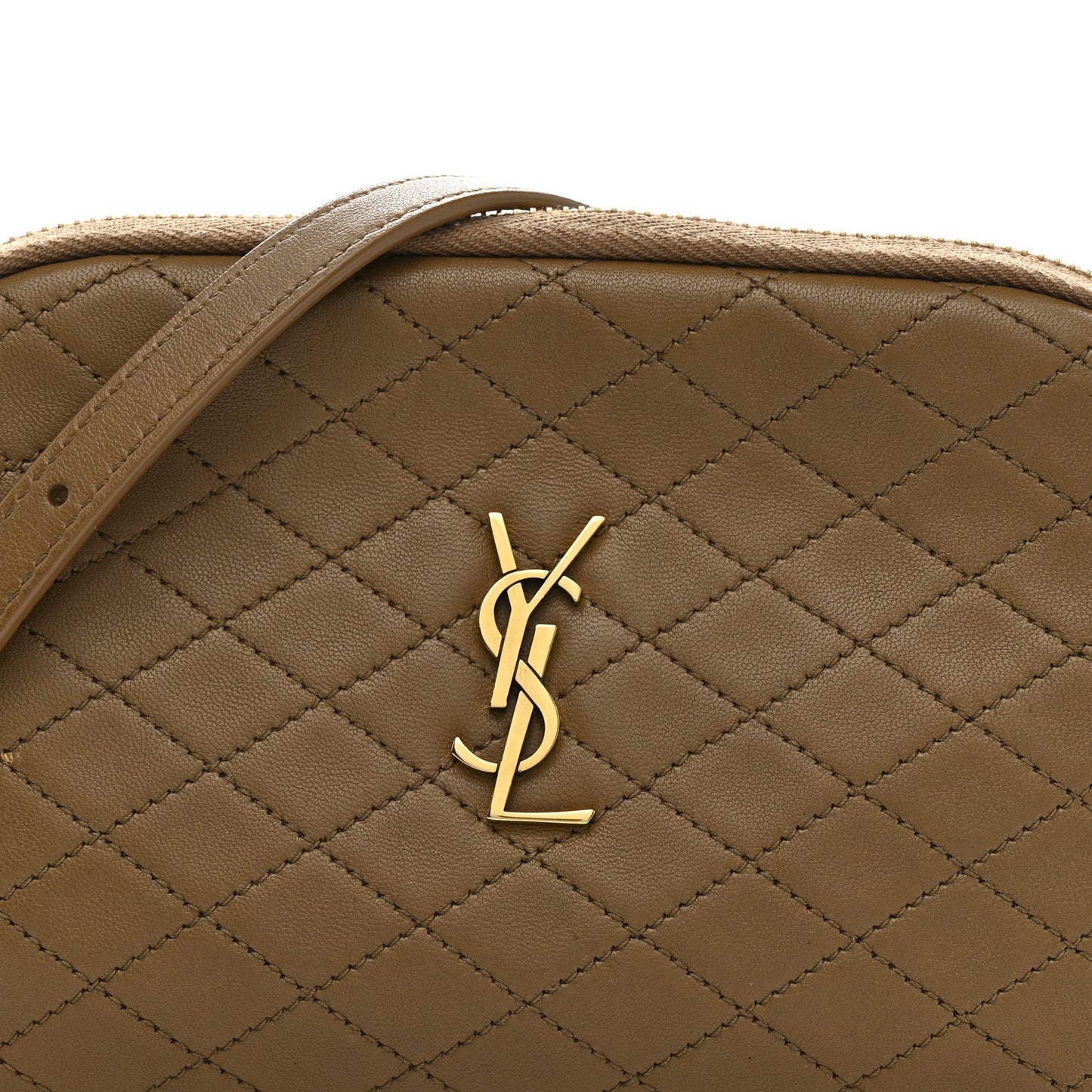 Lambskin Quilted Gaby Zipped Pouch Dark Cork